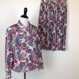 Vintage Pyke Maxi Skirt Top Set Paisley Womens 10P